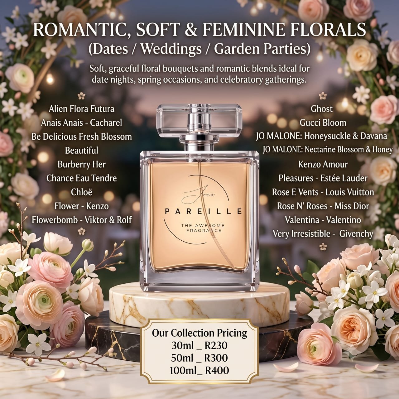 Romantic, Soft & Feminine Florals — Sans Pareil fragrance collection