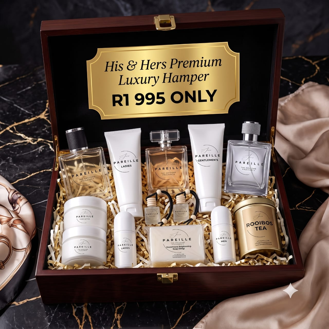 His & Hers Premium Luxury Hamper — 12-piece wooden keepsake box